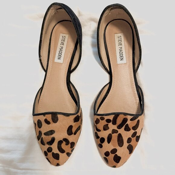 Steve Madden Calf Hair Vamp Leopard Print Flats Size 8 - Picture 1 of 6
